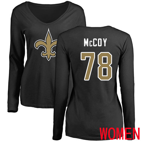 New Orleans Saints Black Women Erik McCoy Name and Number Logo Slim Fit NFL Football #78 Long Sleeve T Shirt